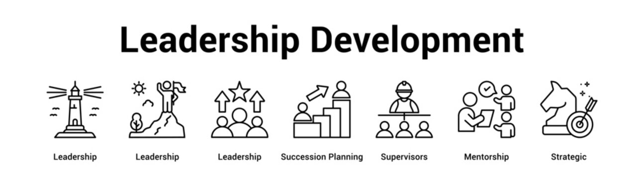 Leadership Development web banner icon vector illustration concept for business with icon of Leadership, Leadership, Leadership, Succession Planning, Supervisors.