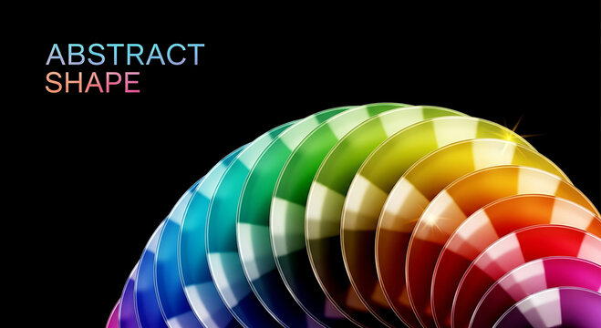 Rainbow colored abstract spiral shape with text on black background spectrum