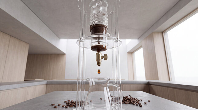 Low Angle View of Borosilicate Glass Nitro Cold-Brew Extraction Tower