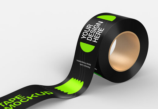 Adhesive Tape Roll Mockup with Custom Branding, Top View