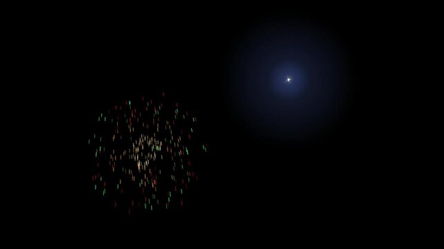 Colorful Fireworks Exploding in Dark Night Sky Celebration Loop