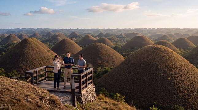 Tourists viewing Chocolate Hills, Philippines
