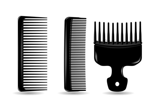 3D rendering of a wide and narrow comb and a pick on transparent background