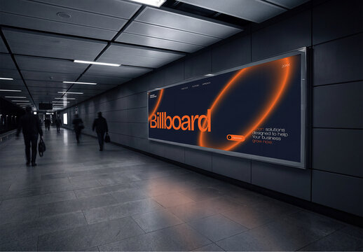Underground Station Billboard Advertising Mockup