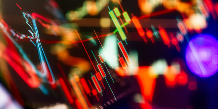Abstract financial trading graph with motion blur. Stock market and cryptocurrency volatility concept.
