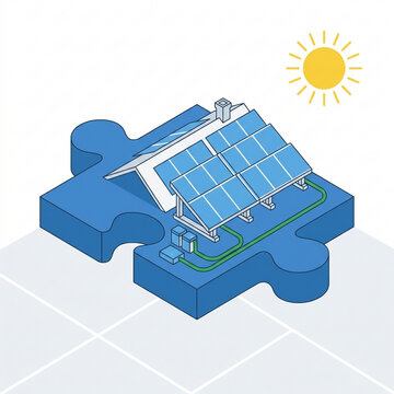 Solar puzzle piece panel digital photo graphic