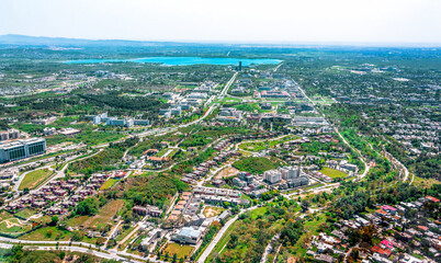 Fototapeta premium Aerial Landscape photo of Islamabad the capital of Pakistan 