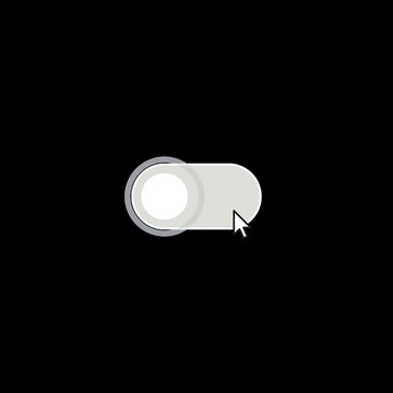 Toggle switch on and off with cursor tap click seamless loop animation on transparent background