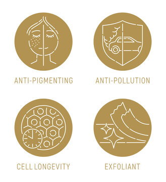 Facial Cream features Icons Set in circle shapes