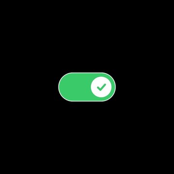 Yes no toggle switch with check and cross mark seamless loop animation on transparent background