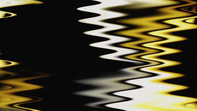Abstract Golden and White Zigzag Light Waves on Black Background Motion Graphic
