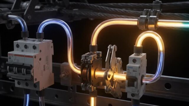 Glowing data and power transmission through advanced cable system visualization