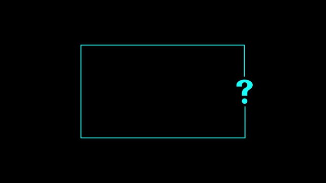 Question mark neon sign light on black background. Quiz trivia game competition. blue neon question mark frame for quizzes and FAQs. Game announcement neon message. Answer question, Examination test.