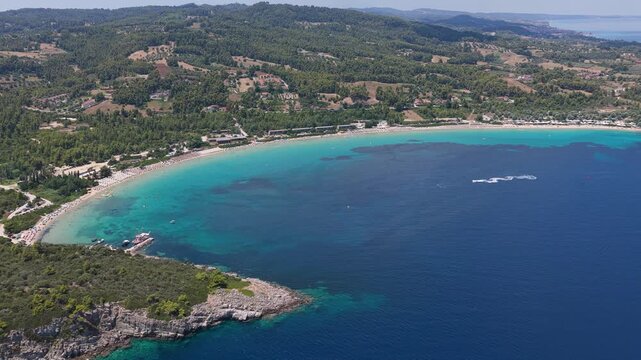 Golden Beach coastline curves around a turquoise bay
