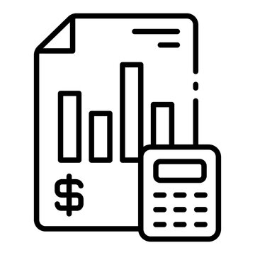 finance icon. document with chart and calculator. budget analysis. accounting