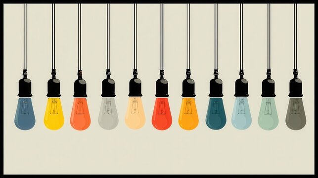 Geometric Lightbulb Illustrations Symbolizing Growth Mindset Innovative Ideas Creativity Inspiration