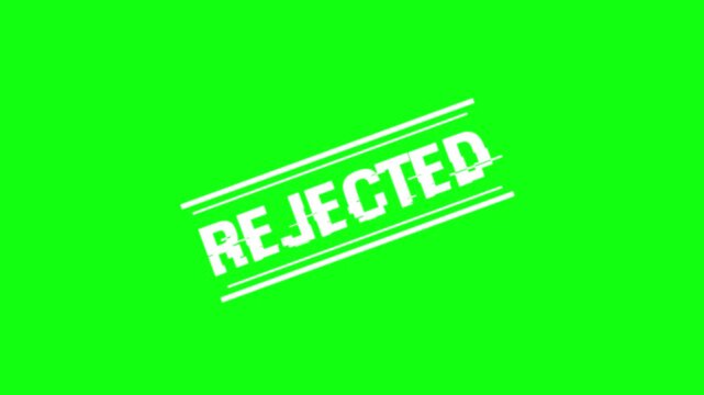 Rejected stamp animation with glitch effect on green screen