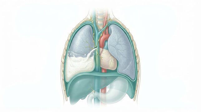 This visual displays the lymphatic system with lymph nodes and vessels, focusing on the thoracic duct and immune drainage in the human body.