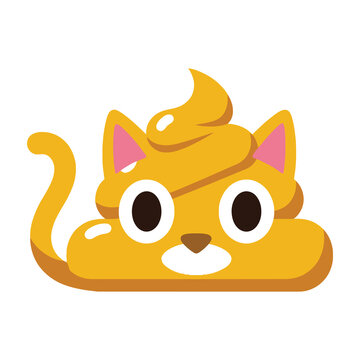 Cute cartoon cat turd face smiling yellow feline