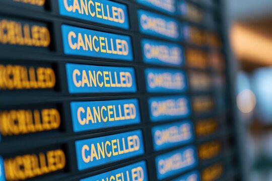The Cancelled Signage Display Creating Repetitive Blue and Yellow Pattern