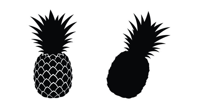 Two pineapple silhouettes display a tropical fruit design on a white background