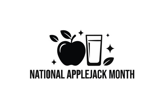 National Applejack Month Celebration Vector Illustration, Applejack Beverage and Apple Fruit Design