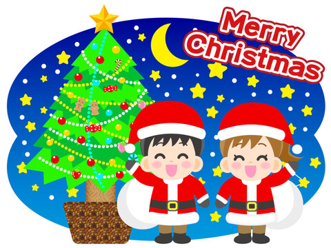 クリスマスツパーティする子供のイラスト素材5