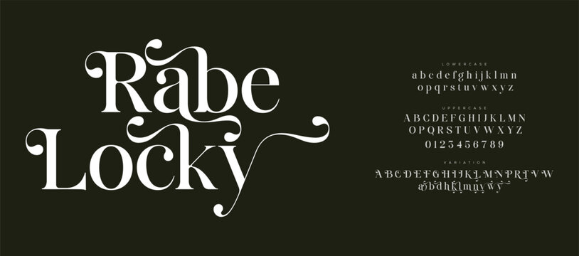 Rabe Locky, Classic Lettering Minimal Fashion Designs. Typography serif fonts regular decorative vintage concept.