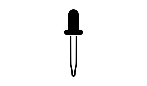 Laboratory Dropper Black Silhouette Flat Vector Medical Pipette Icon