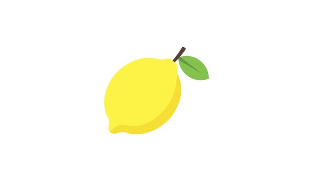 Yellow Flat Vector Lemon Fruit Floating Seamless Loop Animation on White Background