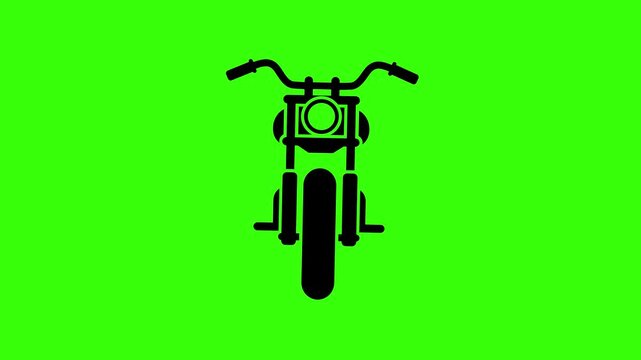 Motorcycle Front View Driving Seamless Loop Animation on Green Screen Chroma Key Background