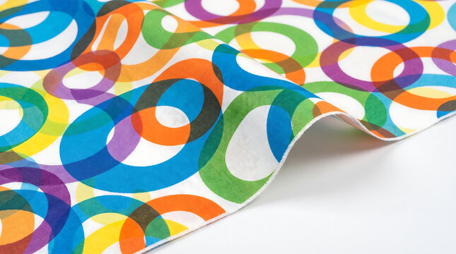 Colorful Abstract Circles Pattern on Fabric