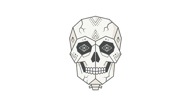 Geometric stylized skull illustration isolated on white background