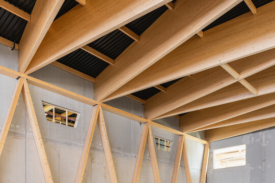 D&eacute;tails de poutre en bois sur un chantier de construction