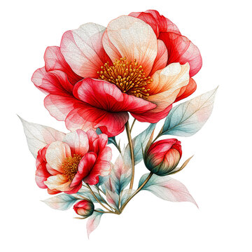 Beautiful Floral Illustration of Elegant Flower PNG for printing