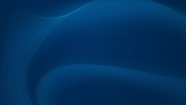 Abstract blue background with wavy lines gradient. Modern elegant banner with smooth dynamic pattern of parallel curved lines. Futuristic background, vector illustration