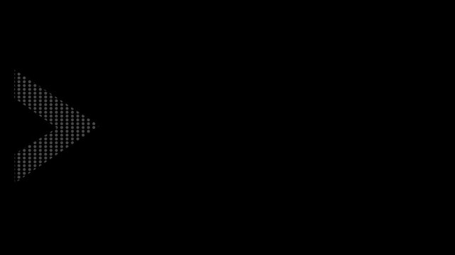 Dynamic digital motion background featuring repeating arrow patterns composed of glowing light dots on black.