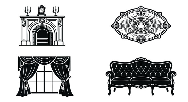 Vintage decorative elements for interior design.