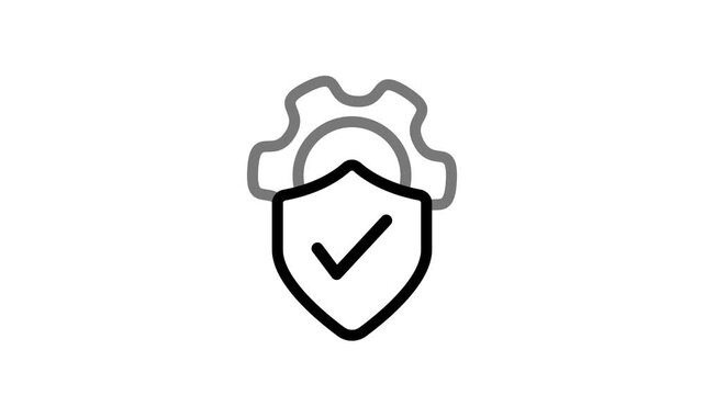 risk management icon animation. protection management emblem. checkmark inside shield