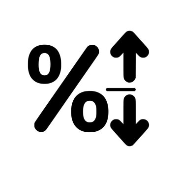 Percentage Trend Up and Down: A graphic symbol illustrating the concept of percentage change, with an upward arrow indicating an increase and a downward arrow signifying a decrease.