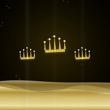 Elegant gold crown vector graphic set for luxury, royal success background