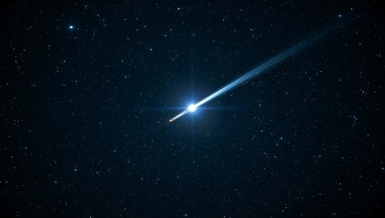 Fototapeta premium Bright shooting star streaks across a dark night sky filled with countless glowing distant stars