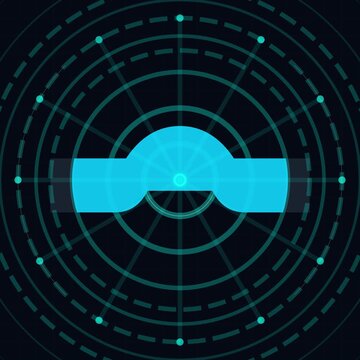 Futuristic digital radar sweep target graphic background for data visualization