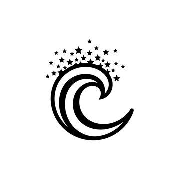 Stylized Wave with Stars Graphic Design.