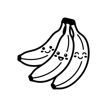 Three cartoon bananas with happy faces drawn in black outline.