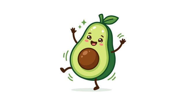 Happy dancing avocado character cartoon.