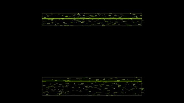 Abstract animated digital noise static bands drawn as cool blue-white lines and shapes on a deep dark background. Seamless looping 4K motion graphics video with free space for text, ideal for title se