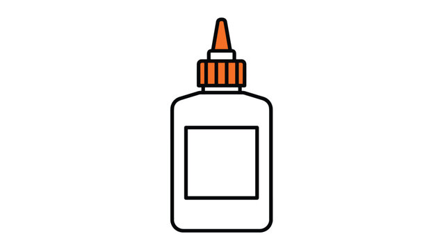 White plastic school glue bottle with a bright orange cap and tip representing art crafts and school supplies.