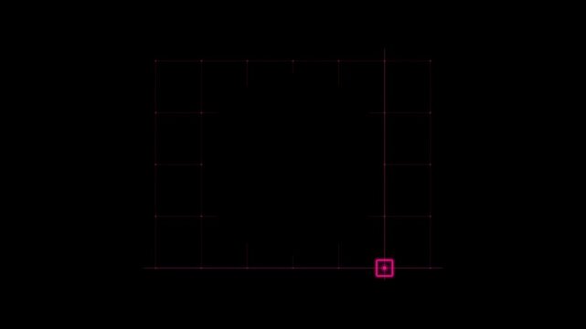 Abstract animated grid snap alignment guides drawn as violet and blue lines and shapes on a deep dark background. Seamless looping 4K motion graphics video with free space for text, ideal for title se