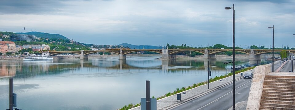 Margaret Bridge over Danube River in Budapest, Hungary